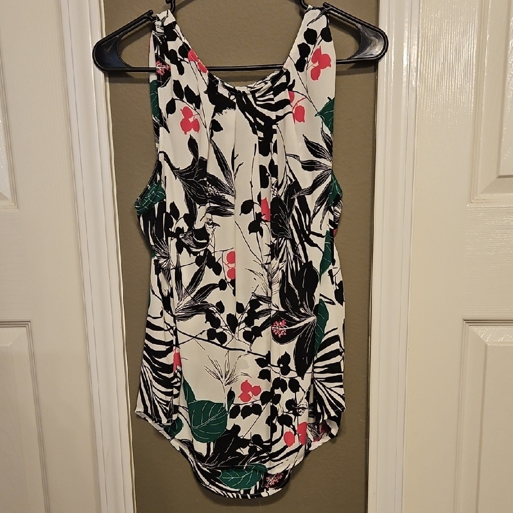 Worthington Floral Tank Top - Black, White, Green, Pink